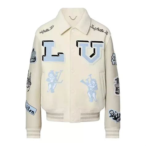 varsity leather jacket louis vuitton|Louis Vuitton white varsity jacket.